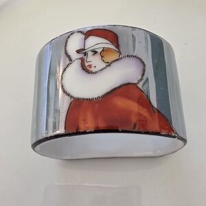 Vintage Noritake Art Deco Lady Lusterware Napkin Ring | Hand Painted Japan
